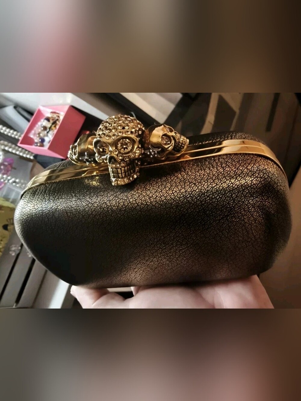 $2385 RETAIL- Alexander McQueen Gold Minaudière